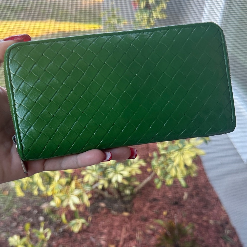 Bottega green zippy wallet
